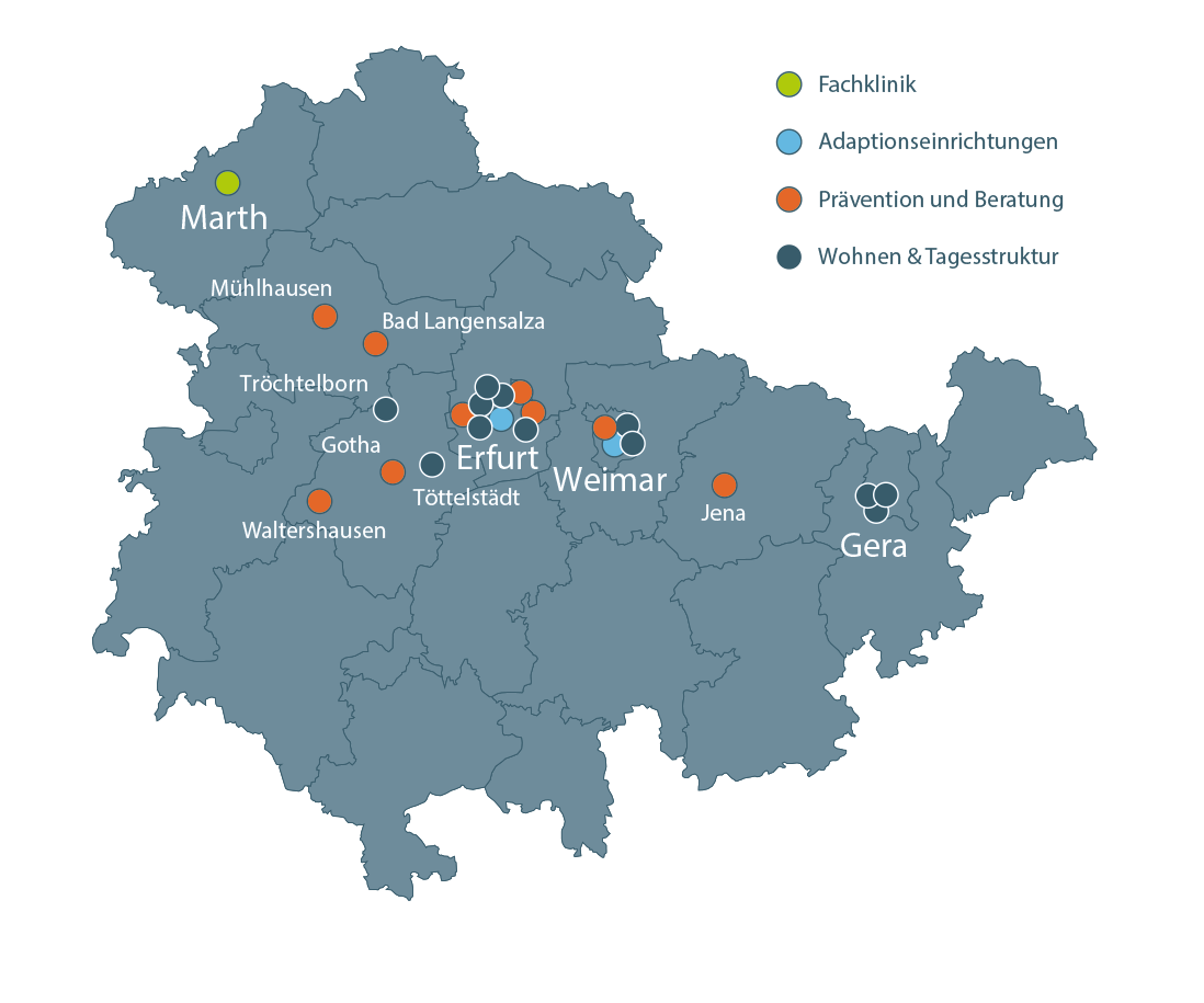 Karte mit den Standorten der sit in Thüringen